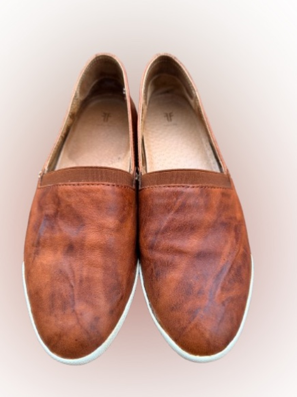 Frye Melanie Slip On Flats Cognac Leather Loafers Women’s Size 9M Casual Shoes